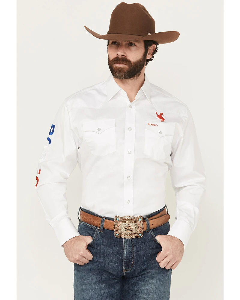 Rodeo Clothing Men's Boot Barn Exclusive America Solid Long Sleeve Pearl Snap Western Shirt