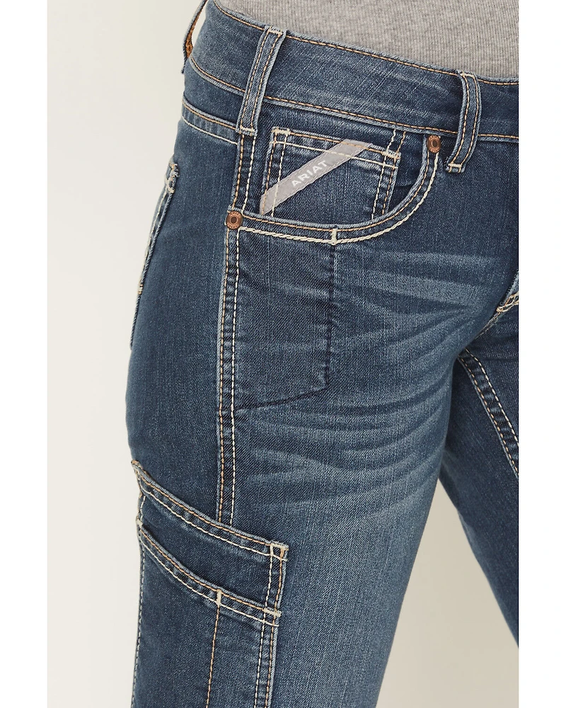 Ariat Women's Rebar Mid Rise Durastretch Nightride Riveter Work Straight Jeans