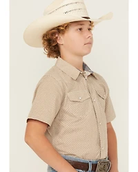 Cody James Boys' Grill and Greet Medallion Print Short Sleeve Snap Western Shirt
