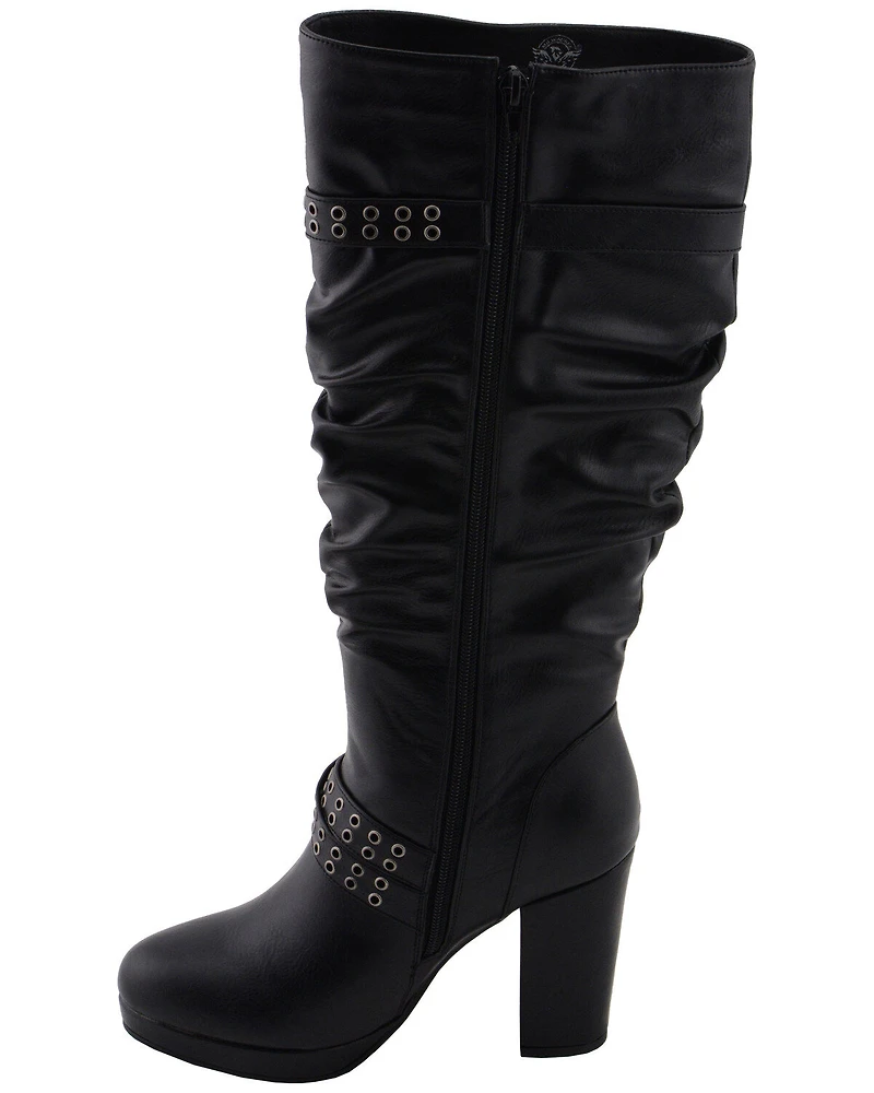 Milwaukee Leather Women's Slouch Platform Boots - Round Toe