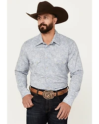 Rock & Roll Denim Men's Paisley Pinstriped Print Long Sleeve Snap Stretch Western Shirt