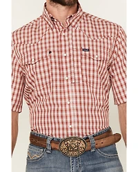 Wrangler Men's Plaid Print Short Sleeve Snap Performance Western Shirt