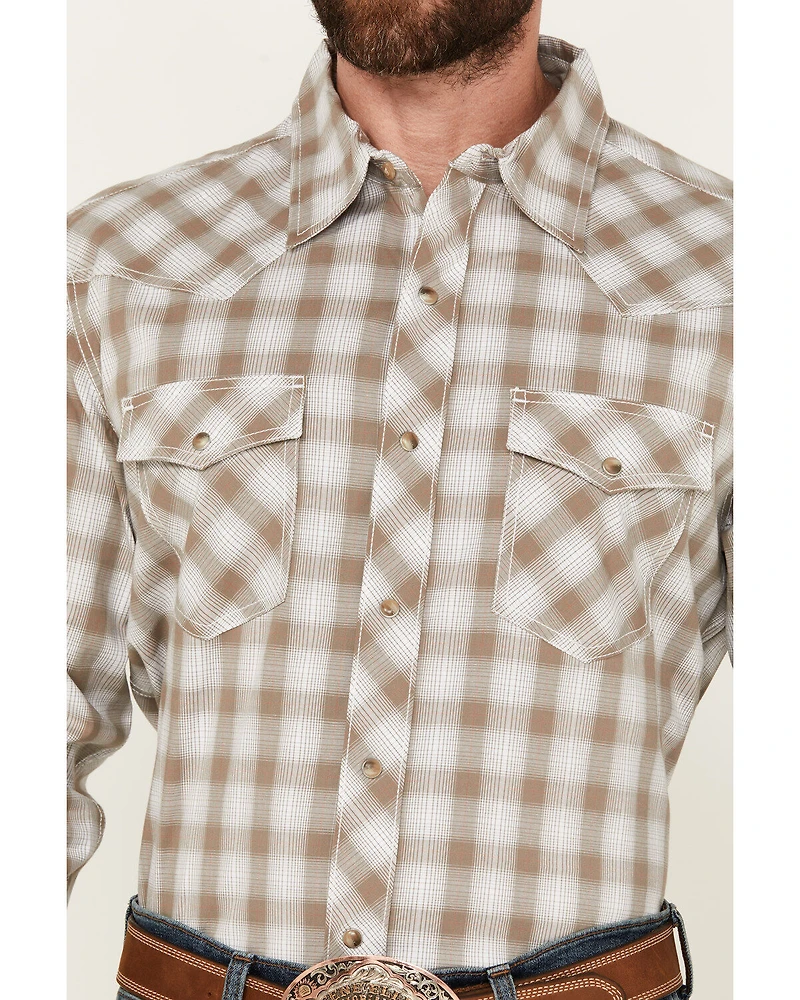 Wrangler 20X Men's Plaid Print Long Sleeve Snap Western Shirt