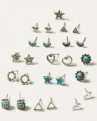 Shyanne Women's Cross Moon Star Multi Earring Set - 14 Piece