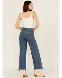 Free People Women's Straight Up Baggy Medium Wash High Rise Jeans