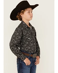 Rock & Roll Denim Boys' Paisley Print Long Sleeve Pearl Snap Western Shirt