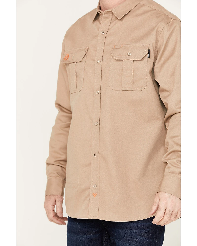 Hawx Men's FR Solid Long Sleeve Button Down Woven Work Shirt - Big & Tall