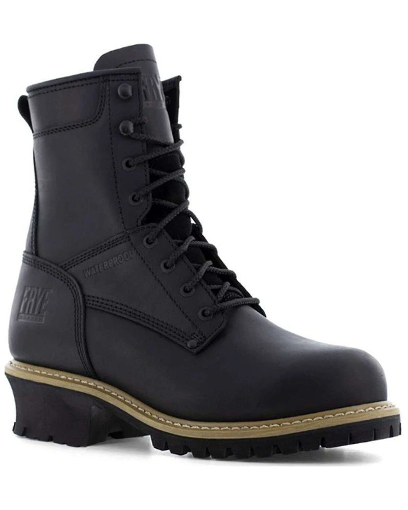 Frye Men's 8" Lace-Up Waterproof Logger Work Boots - Steel Toe
