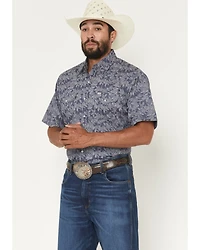 Ely Walker Men's Floral Print Short Sleeve Pearl Snap Western Shirt