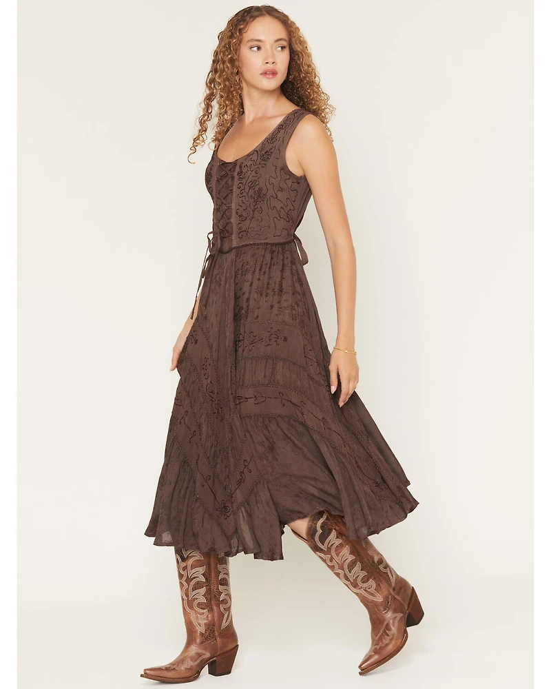 Scully Women's Lace-Up Jacquard Midi Dress
