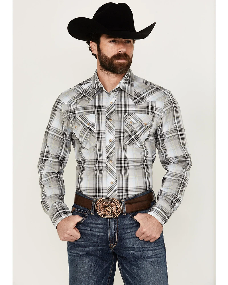 Wrangler Retro Men's Plaid Print Long Sleeve Snap Western Shirt