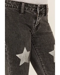 Rock & Roll Denim Girls' Glitter Star Print Flare Stretch Jeans