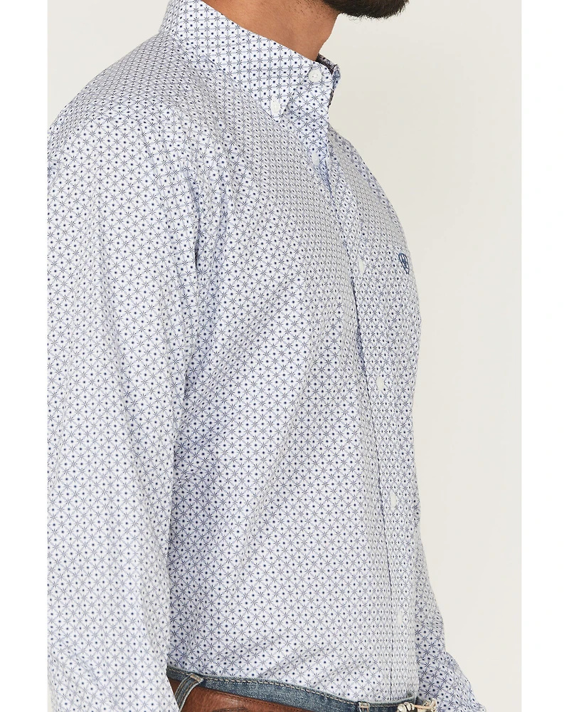 Ariat Men's Danny Wrinkle Free Geo Print Long Sleeve Button-Down Western Shirt - Tall
