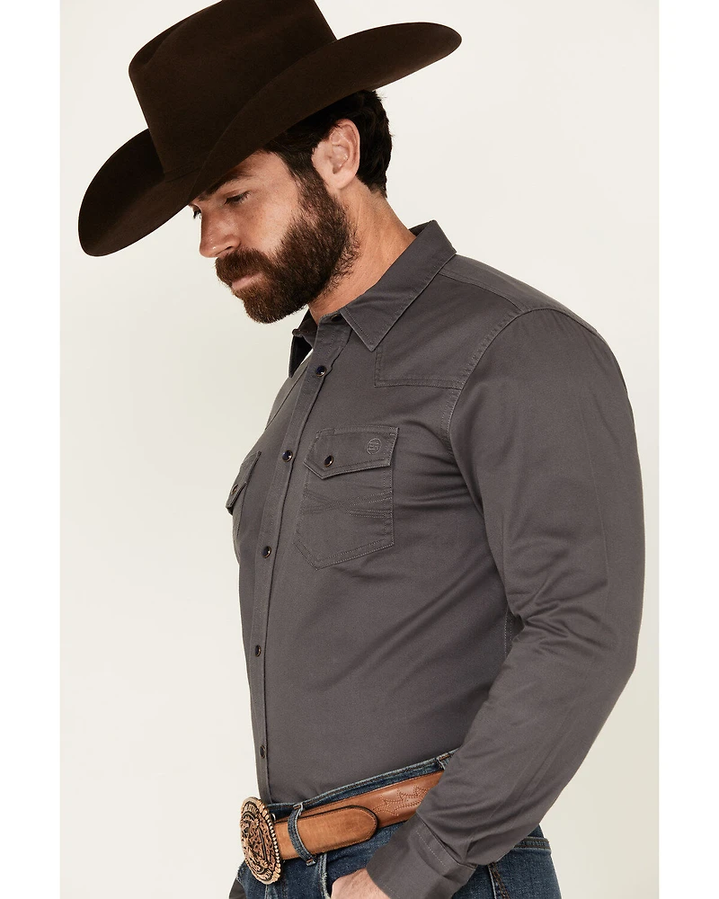 Blue Ranchwear Men's Rustler Solid Twill Long Sleeve Snap Stretch Western Work Shirt