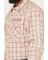 Wrangler Men's PBR Plaid Print Long Sleeve Snap Western Shirt