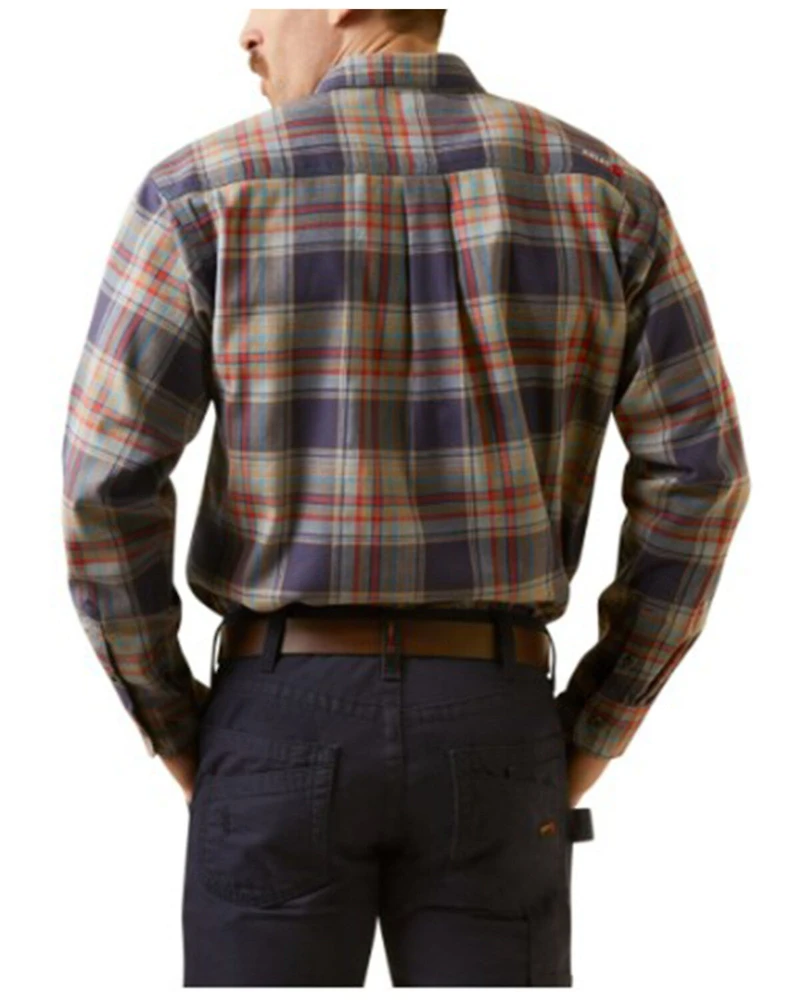 Ariat Men's FR Kane Plaid Print Long Sleeve Button-Down Work Shirt