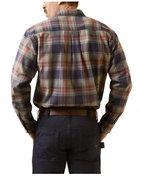 Ariat Men's FR Kane Plaid Print Long Sleeve Button-Down Work Shirt