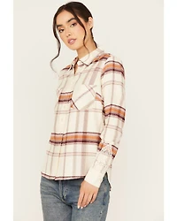 Shyanne Women's Lace Applique Plaid Print Button-Down Flannel Shirt
