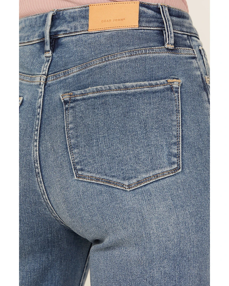Dear John Women's Fiona Medium Wash Wide Leg Stretch Denim Jeans