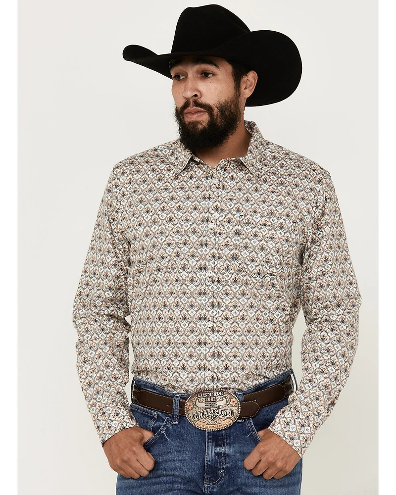 Gibson Trading Co Men's Groove Medallion Print Long Sleeve Button-Down Western Shirt