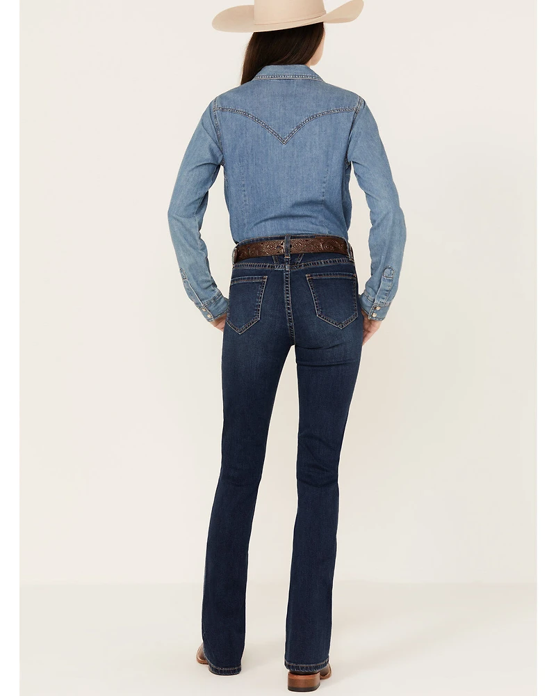 Rock & Roll Denim Women's Dark Wash Mid Rise Bootcut Jeans