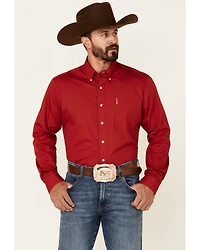 Cinch Men's Modern Fit Solid Red Long Sleeve Button-Down Western Shirt