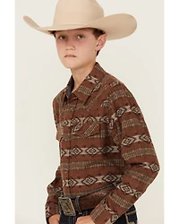 Cody James Boys' Resource Southwestern Print Long Sleeve Snap Flannel Shirt