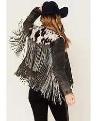 STS Ranchwear Women's Frontier Blackstone Cowhide and Fringe Leather Jacket