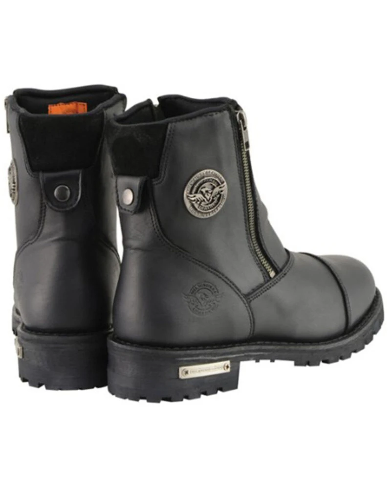 Milwaukee Leather Women's Super-Clean Double Sided Zipper Entry Boots - Round Toe