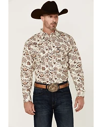 Cowboy Hardware Men's Peacock Paisley Print Long Sleeve Snap Western Shirt