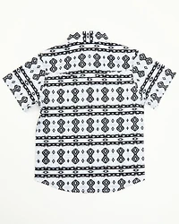 Rodeo Clothing Boys' Southwestern Print Short Sleeve Snap Western Shirt