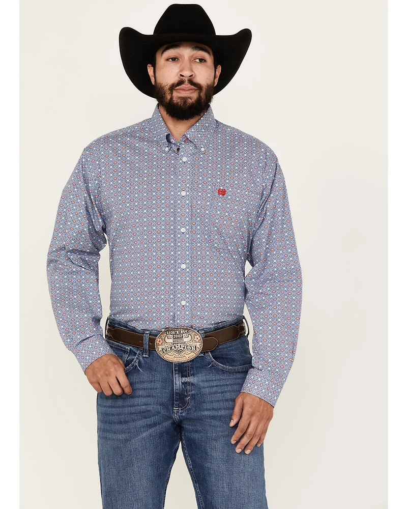 Cinch Men's Medallion Print Long Sleeve Button-Down Stretch Western Shirt