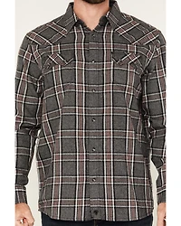 Moonshine Spirit Men's Badger Plaid Print Long Sleeve Snap Western Shirt