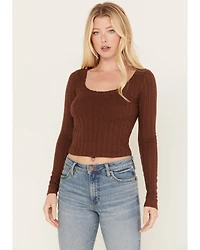 Shyanne Women's Pointelle Ruffle Trim Crop Top