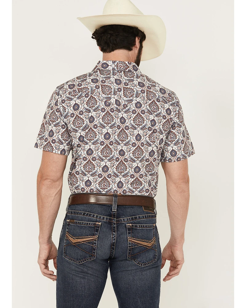 Gibson Trading Co Men's Grand Finale Floral Paisley Print Short Sleeve Snap Western Shirt