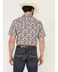 Gibson Trading Co Men's Grand Finale Floral Paisley Print Short Sleeve Snap Western Shirt