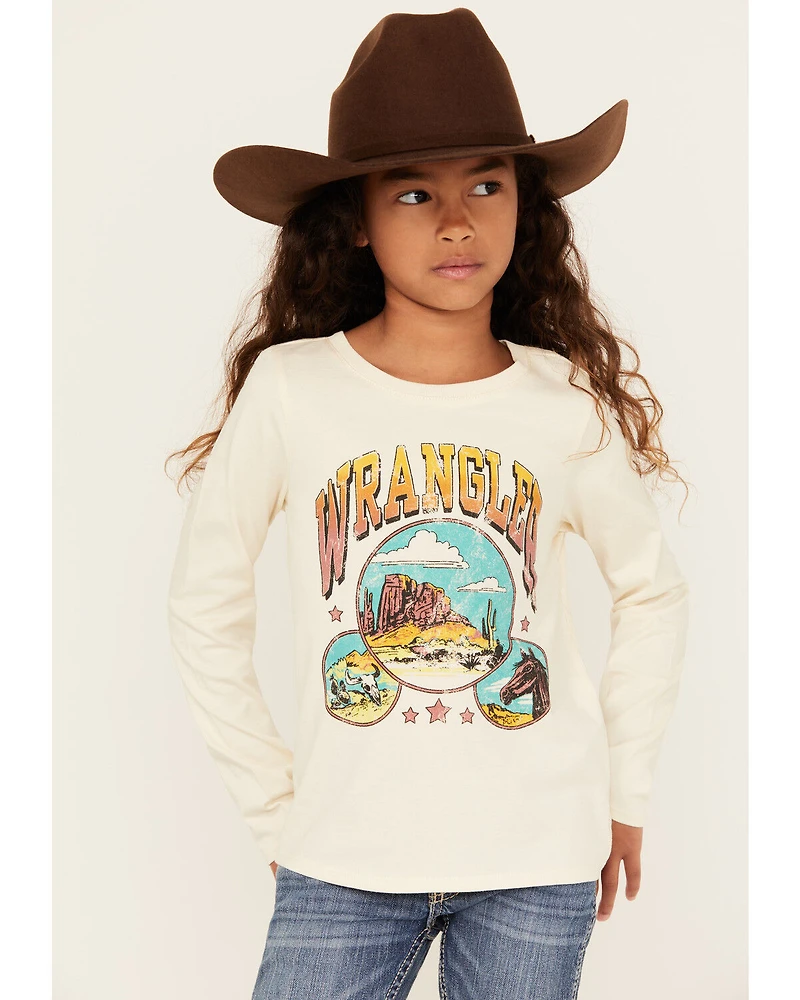 Wrangler Girls' Desert Logo Long Sleeve Graphic Shirt