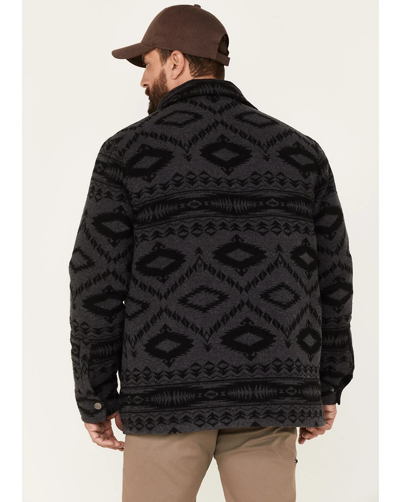 Powder River Outfitters Men's Border Commander Southwestern Print Full-Snap Wool Jacket