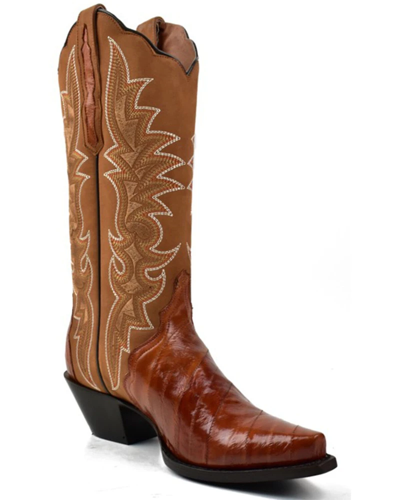 Dan Post Women's Eel Peanut Exotic Western Boot - Snip Toe