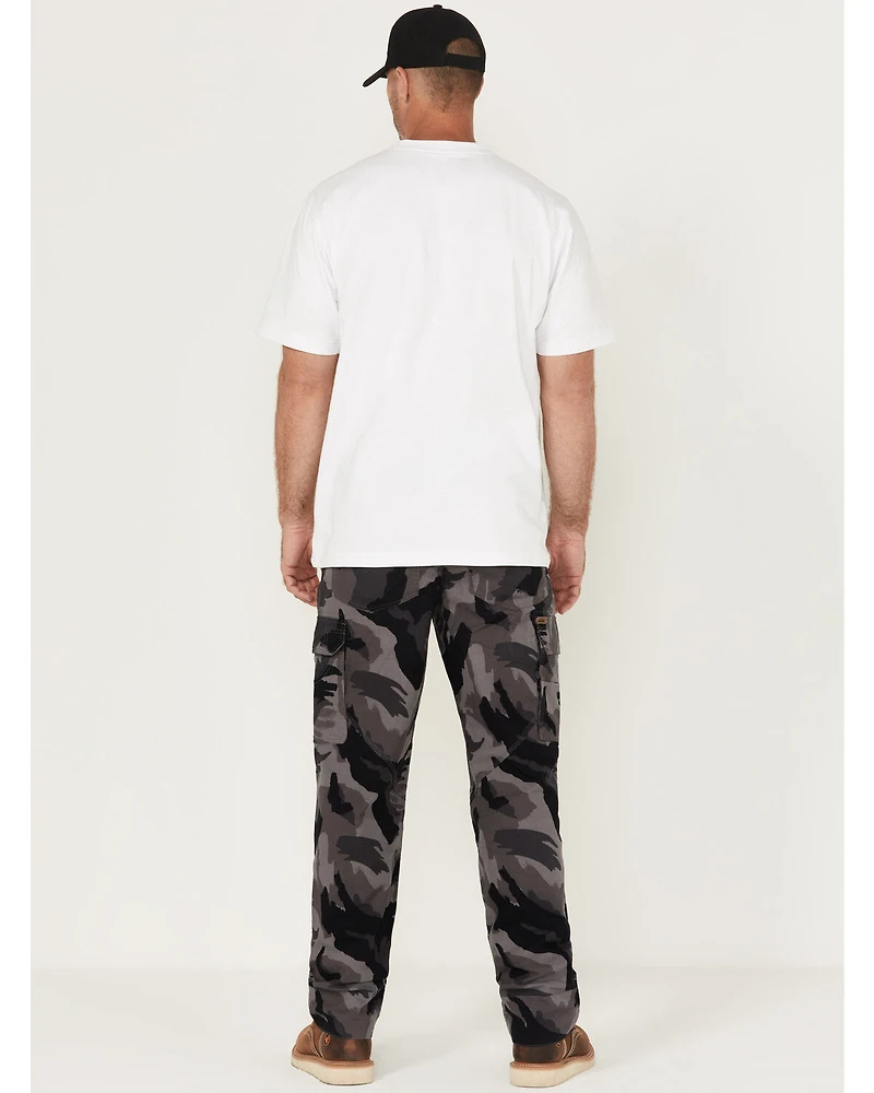 Lucky Brand Workwear Men's Camo Print Broken Canvas Cargo Work Pants