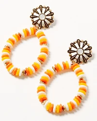 Shyanne Women's Orange Sequin Teardrop Post Earrings
