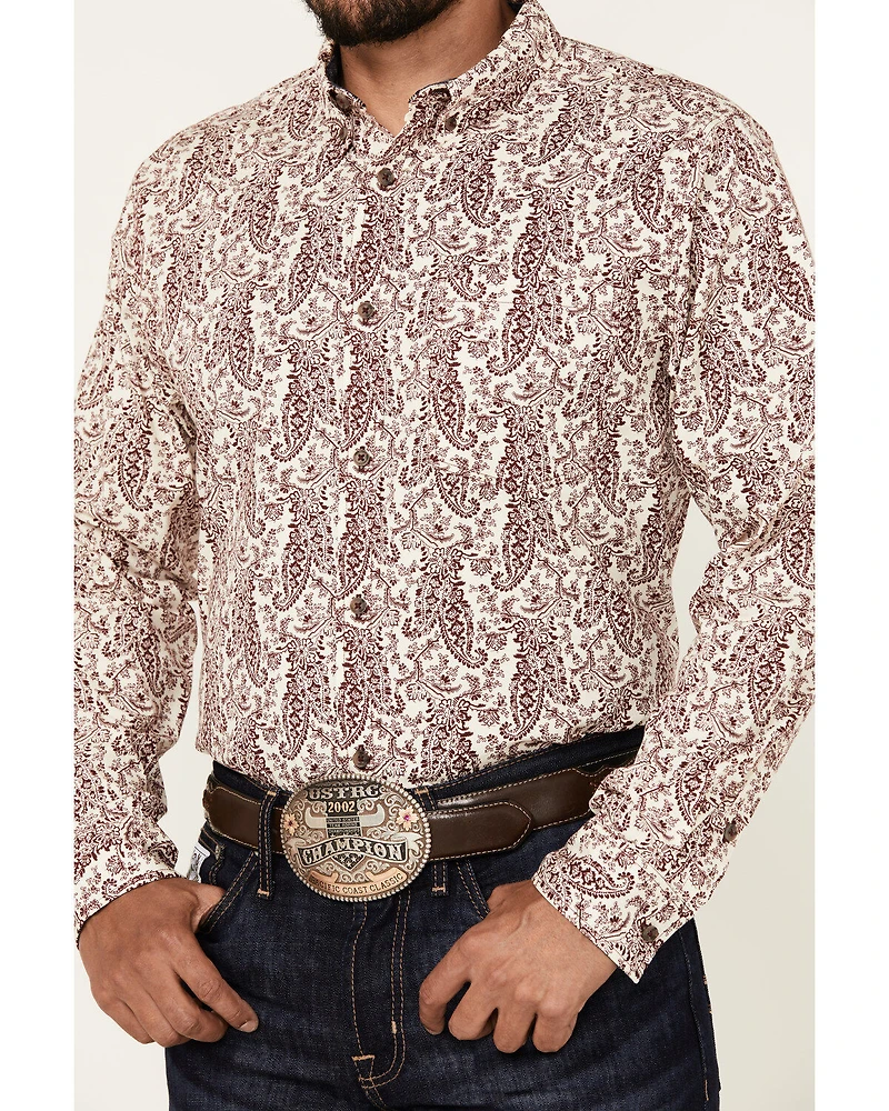 Cody James Men's Dagget 2.0 Paisley Print Long Sleeve Button-Down Stretch Western Shirt - Tall