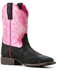 Ariat Girls' Outrider Floral Embossed Western Boots - Broad Square Toe