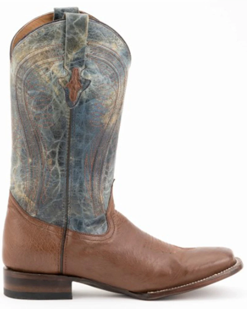 Ferrini Men's Smooth Quill Ostrich Exotic Boots - Broad Square Toe