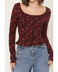 Rock & Roll Denim Women's Floral Print Long Sleeve Top
