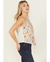 Idyllwind Women's Floral Haze Embroidered Crinkle Tank Top