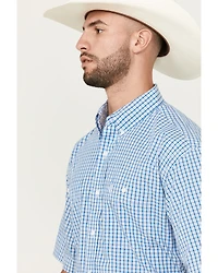 George Strait by Wrangler Men's Plaid Print Short Sleeve Button-Down Stretch Western Shirt
