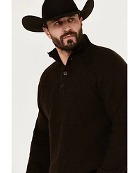 Brothers and Sons Men's Merino Donegal Button Down Mock Neck Sweater