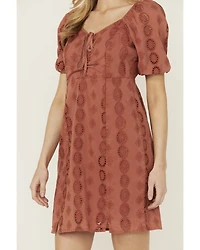 Shyanne Women's Eyelet Tie Front Mini Dress