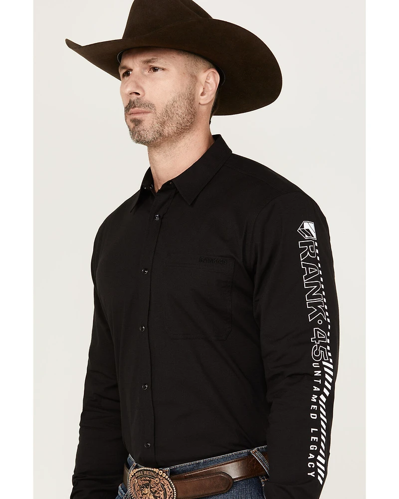 RANK 45® Men's American Legend Logo Performance Twill Long Sleeve Pearl Snap Western Shirt